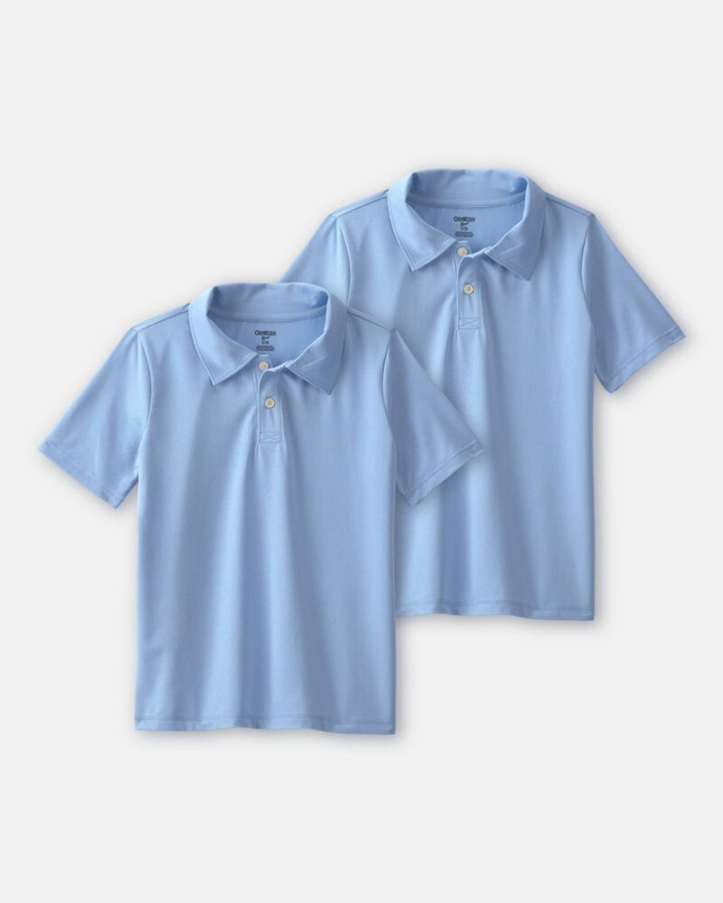 Boys 2-Pack Uniform Active Polo Shirts - Blue, image 1 of 3 slides