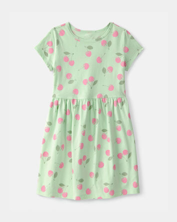 Girls Cherry Short-Sleeve Dress - Green, 