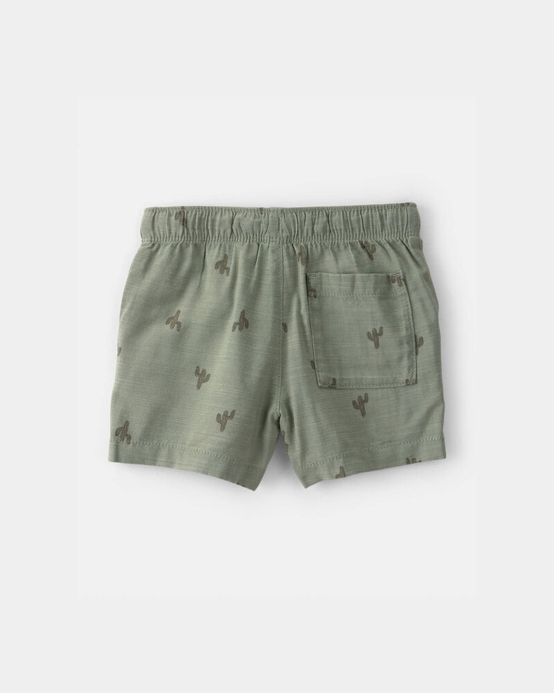 Toddler Boy Cactus Drawstring Shorts - Olive, image 2 of 4 slides