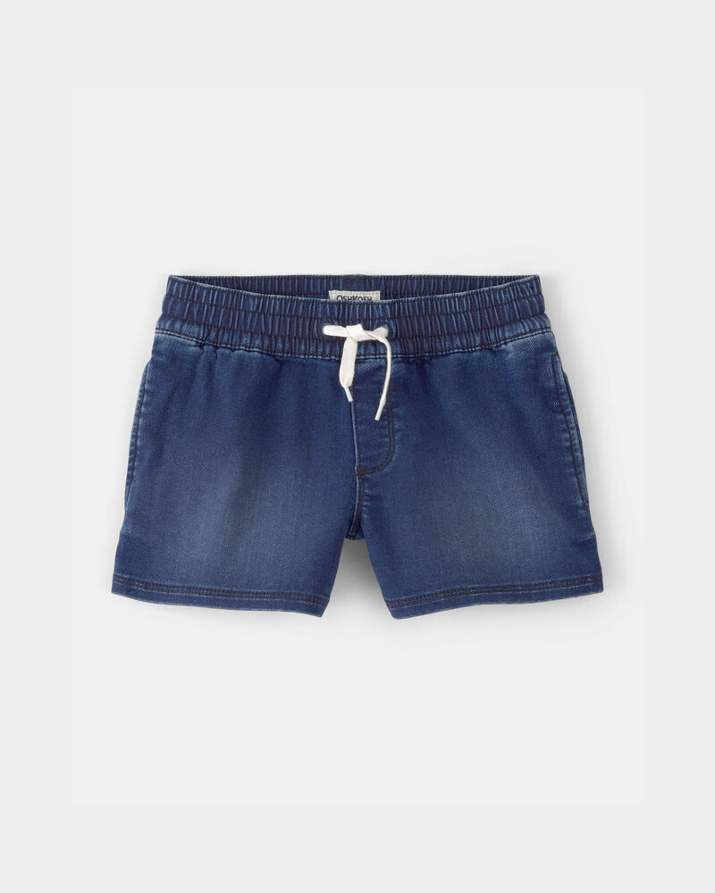 Girls Denim Drawstring  Pull-On Shorts - Dark Wash, image 1 of 4 slides