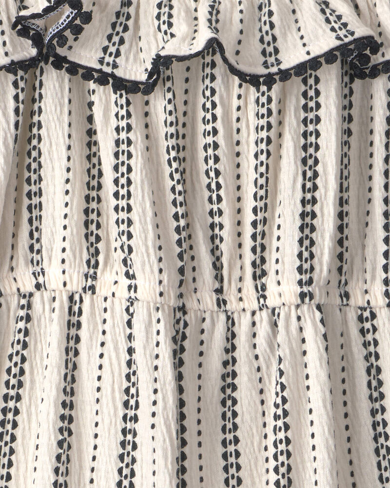 Toddler Girl Striped Ruffle Jumpsuit - Black/Ivory, image 6 of 7 slides