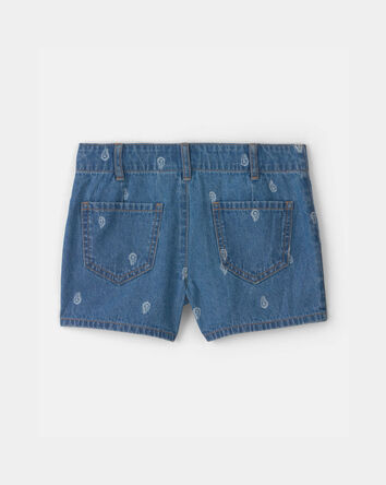 Girls Paisley Denim Shorts - Medium Wash, 