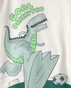 Toddler Boy Soccer Dino 100% Cotton Short-Sleeve Snug Fit 4-Piece Pajama Set - Green, image 4 of 5 slides