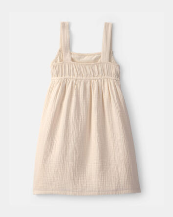 Girls Crochet Gauze Dress - Ivory, 