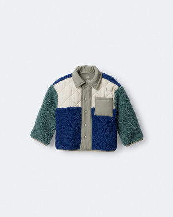 Toddler Boy Colorblock Sherpa Jacket - Blue/Cream, 