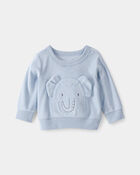 Baby Boy 2-Piece Elephant Terry Pullover Sweatshirt & Pant Set - Blue, image 2 of 7 slides