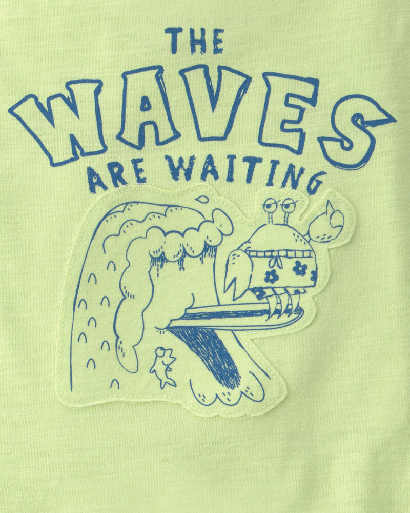 Toddler Boy Surfing Crab Tank Top - Green, image 4 of 5 slides