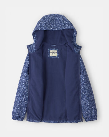 Girls Floral Midweight Jacket - Blue, 