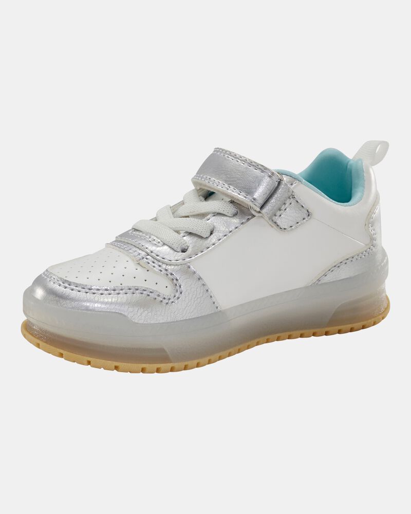 Toddler Light Up Metallic Sneakers - Silver/Aqua, image 8 of 8 slides