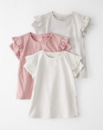 Toddler Girl 3-Pack Organic Cotton Flutter T-Shirts, 