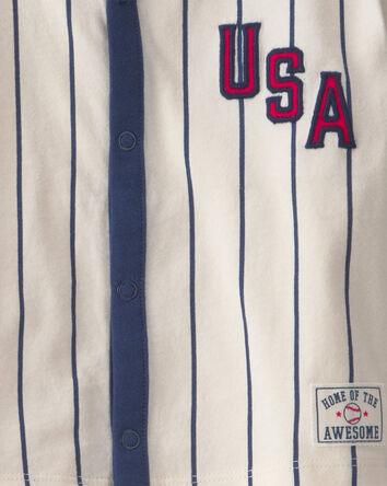 Baby 2-Piece 'USA' Baseball Striped Top & Short Set, 