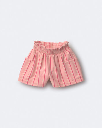 Toddler Girl Swing Shorts with Pockets in Stripes - Light Pink, 