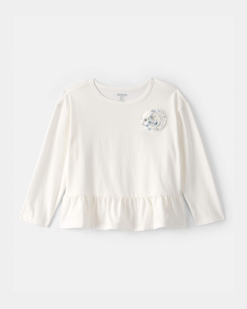 Toddler Girl 2-Piece Rose Applique Top & Pant Set - White, image 3 of 7 slides