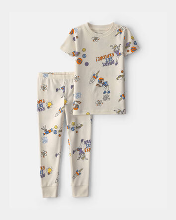 Toddler 2-Piece Blippi Short-Sleeve 2-Piece Pajama Set - Cream, 