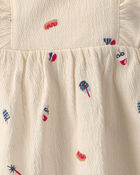 Baby Girl 2-Piece Fourth of July Top & Short Set - Ivory, image 2 of 3 slides