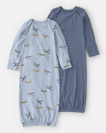 Baby Boy 2-Pack Plane PurelySoft Sleeper Gowns - Blue, 