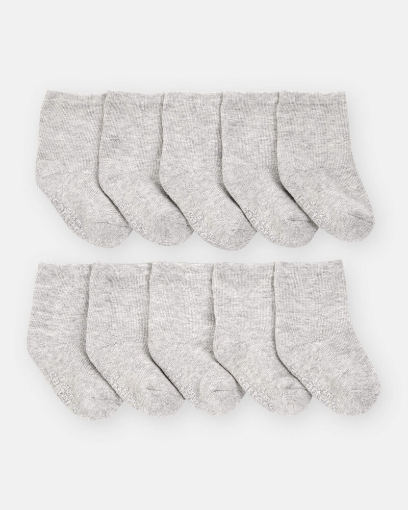 Baby Boy 10-Pack Crew Socks - Grey, image 1 of 2 slides