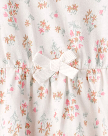 Baby Girl Floral Sleeveless Bodysuit Dress - Ivory, 