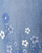 Baby Girl Floral Pull-On Denim Jogger - Medium Wash, image 4 of 5 slides