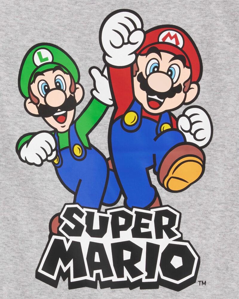 Boys Super Mario Snug Fit Cotton 2-Piece Pajamas - Heather, image 2 of 3 slides
