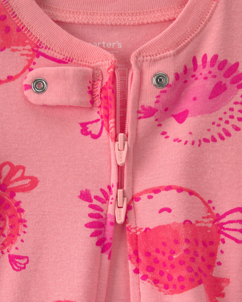 Baby Girl Pufferfish 100% Cotton 1-Piece Pajama - Pink, image 2 of 4 slides