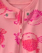 Baby Girl Pufferfish 100% Cotton 1-Piece Pajama - Pink, image 2 of 4 slides