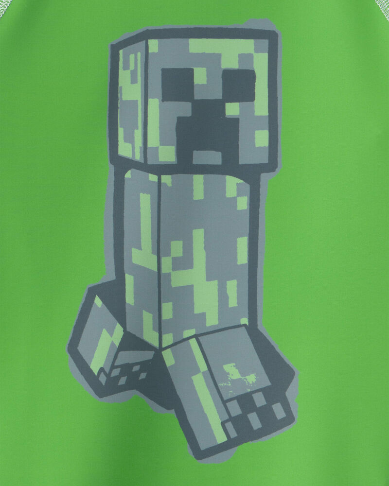 Boys 2-Piece Minecraft&reg; Rashguard & Swim Trunk Set - Green, image 4 of 7 slides