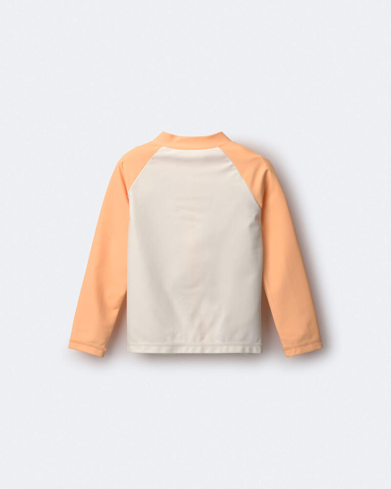 Toddler Boy Full-Zip Long-Sleeve Rashguard - Orange/Cream, image 5 of 6 slides