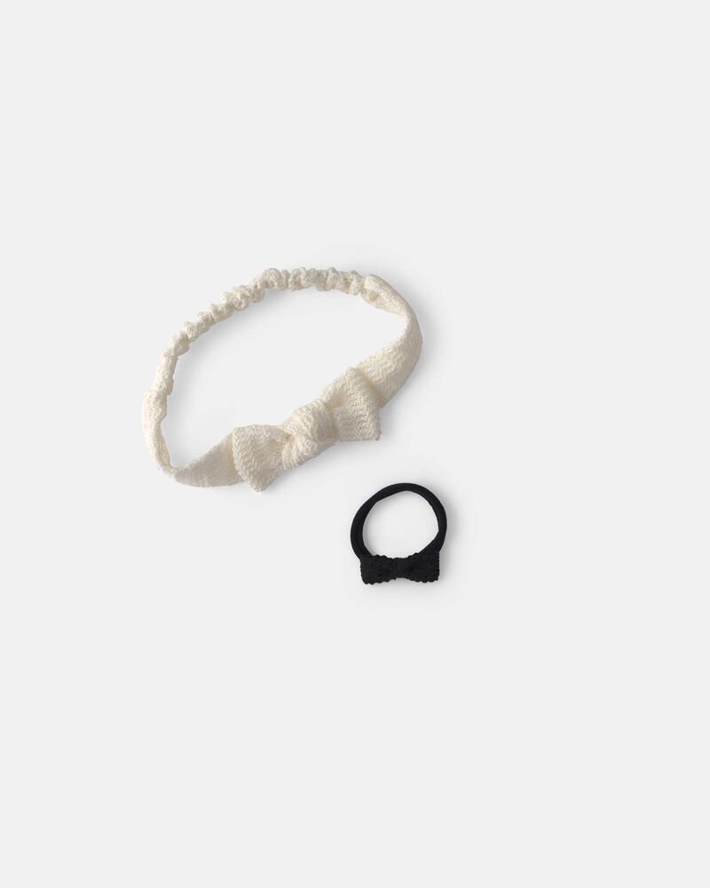 Baby Girl 2-Pack Headbands - Black/Ivory, image 1 of 1 slides
