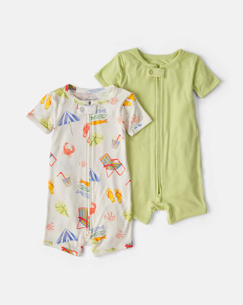 Baby 2-Pack Beach PurelySoft&trade; 1-Piece Pajama - Green/Ivory, 