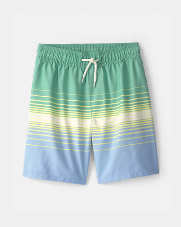 Boys Striped Swim Trunks - Green/Blue, 