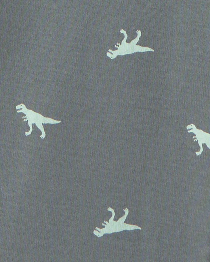 Boys Dinosaur 100% Cotton Snug Fit 4-Piece Pajama Set - Green/Grey, image 4 of 5 slides