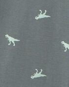 Boys Dinosaur 100% Cotton Snug Fit 4-Piece Pajama Set - Green/Grey, image 4 of 5 slides