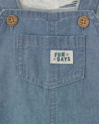 Baby Boy 2-Piece Chambray Boats Overall Set - Indigo/Grey, image 4 of 6 slides