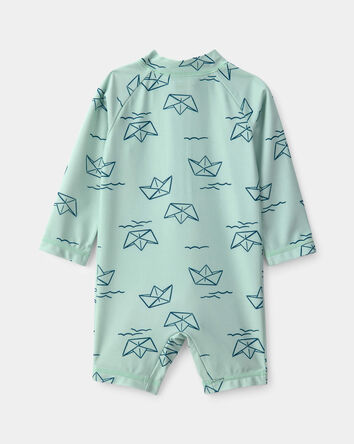 Baby Boy Boat Long-Sleeve Rashguard - Turquoise, 