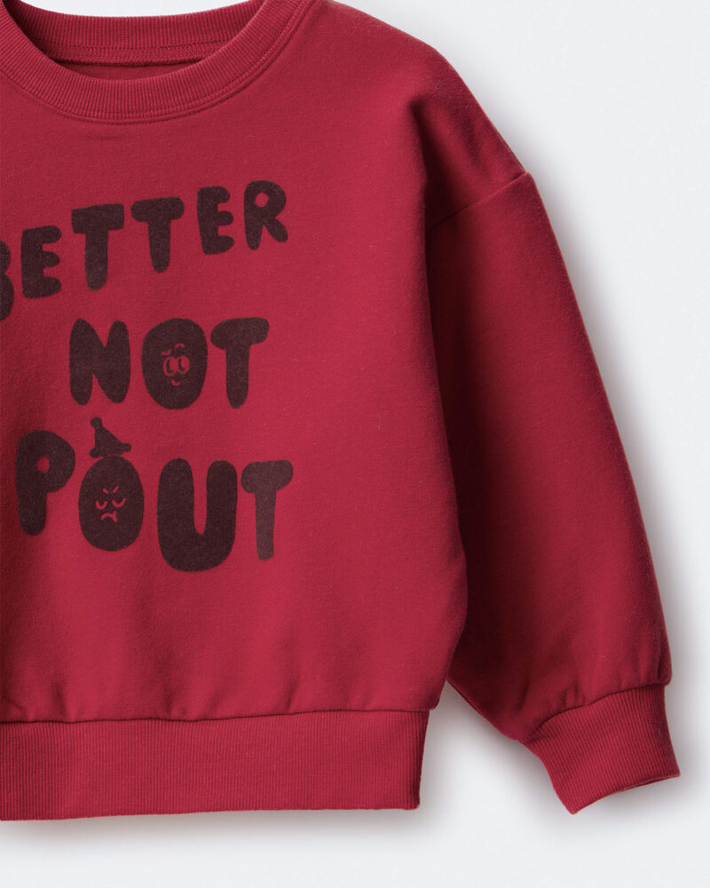 Toddler  'Better Not Pout'  Dolman-Sleeve Sweatshirt - Red, image 6 of 6 slides