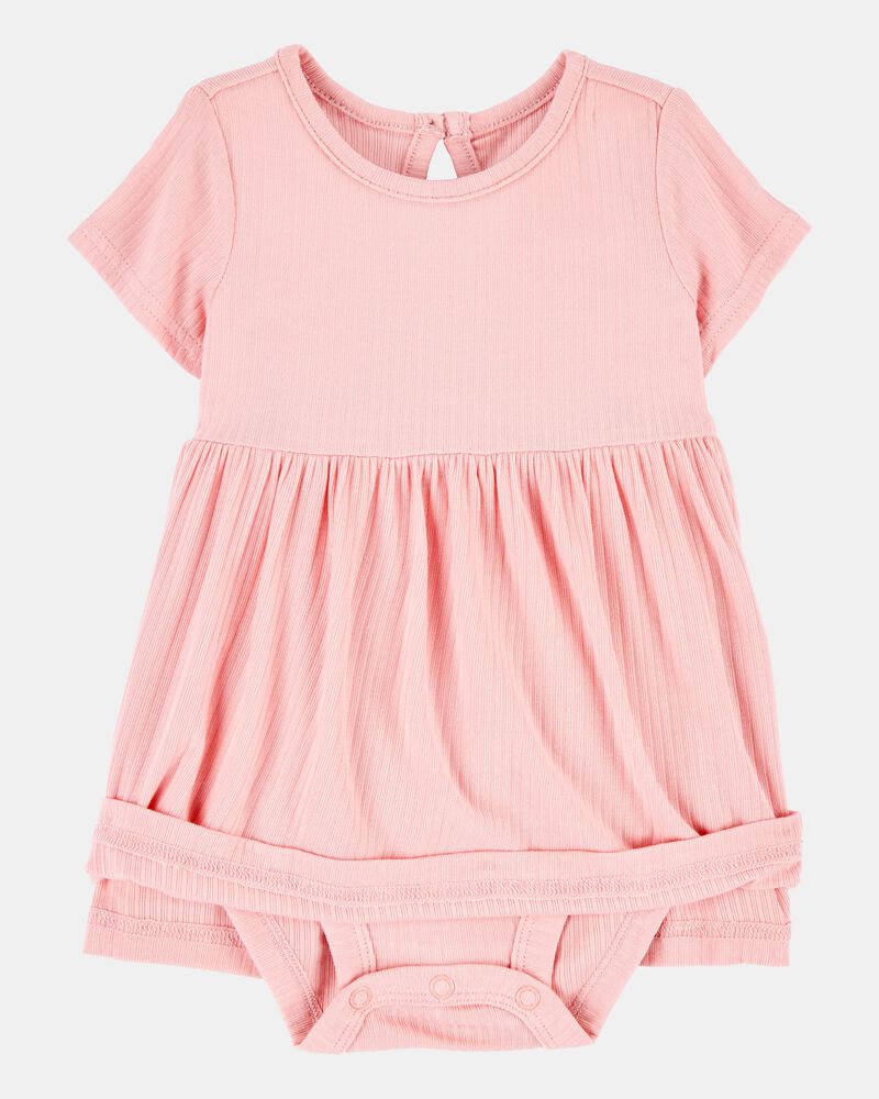 Baby Girl Solid PurelySoft Bodysuit Dress - Pink, image 2 of 7 slides