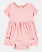 Baby Girl Solid PurelySoft Bodysuit Dress - Pink, image 2 of 7 slides