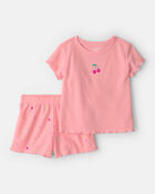 Toddler Girl Fruit Short-Sleeve Loose Fit 2-Piece Pajama Set - Pink, image 1 of 6 slides
