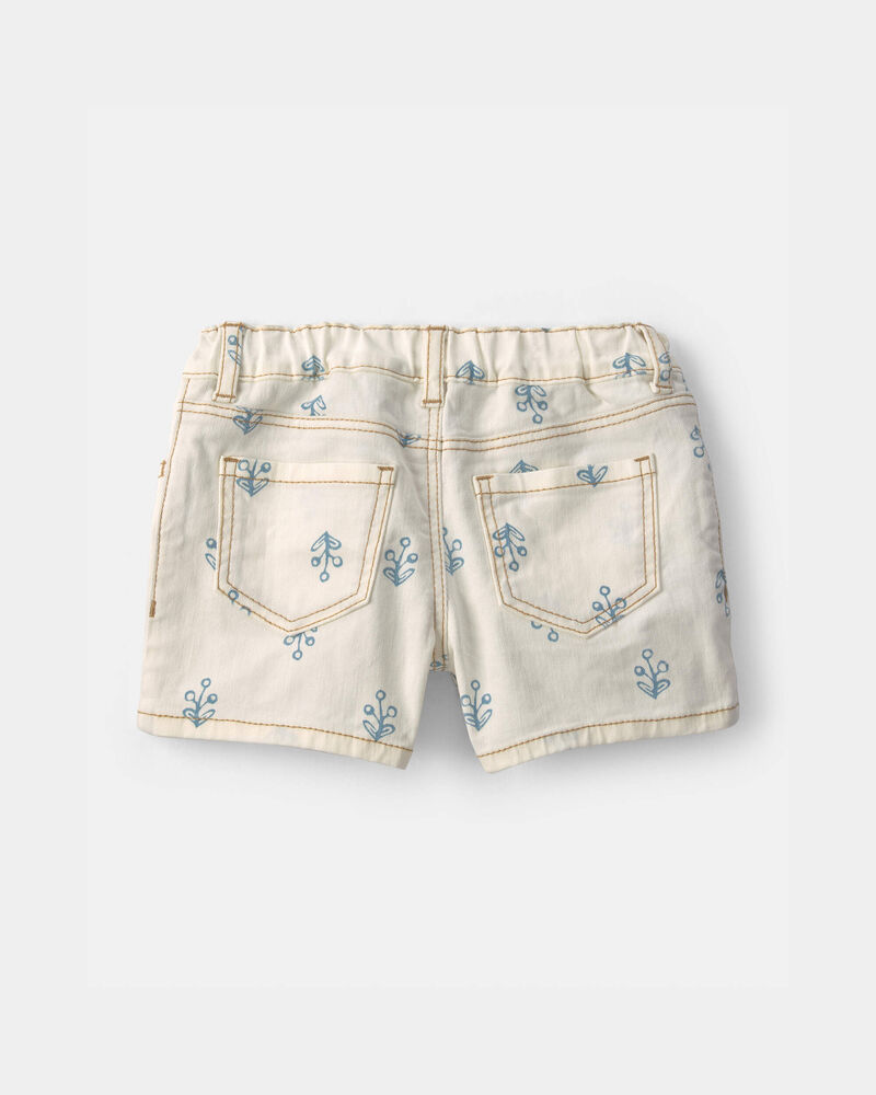 Toddler Girl Floral Twill Shorts - Ivory, image 2 of 4 slides