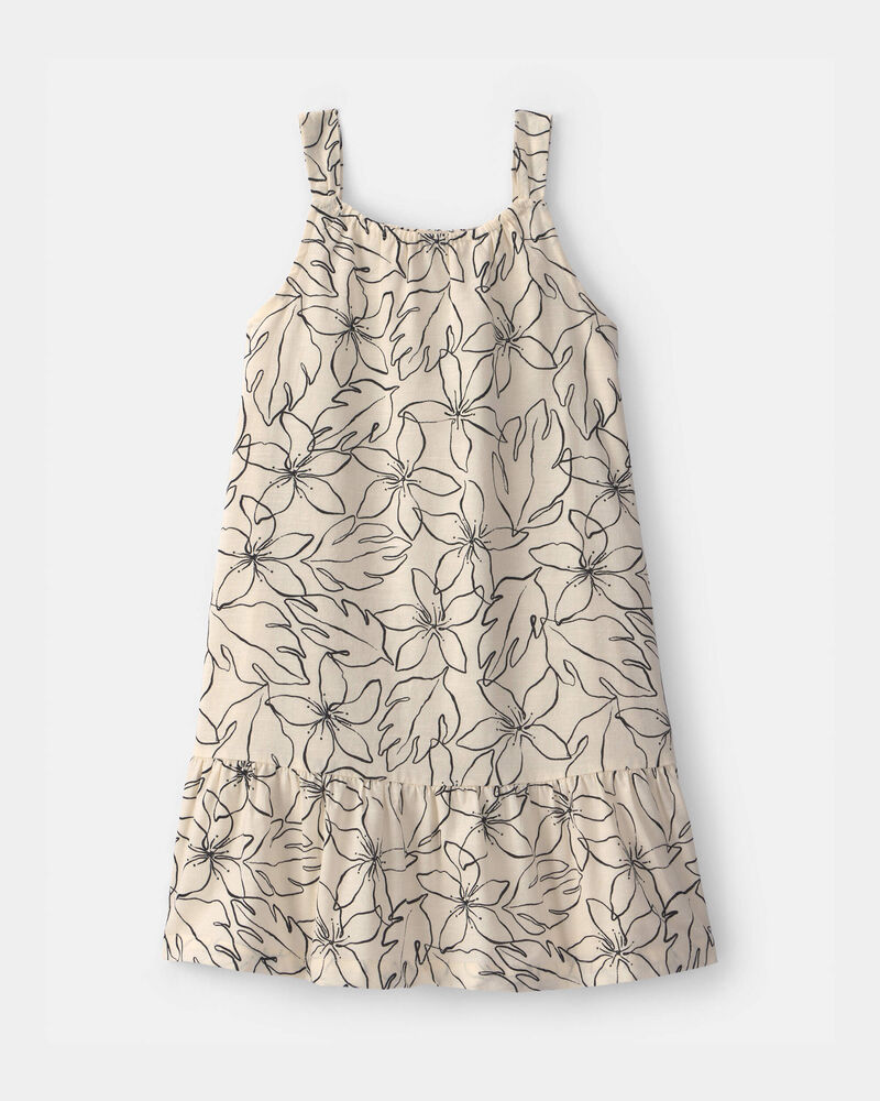 Girls Floral Smocked Dress - Black/Ivory, image 2 of 4 slides