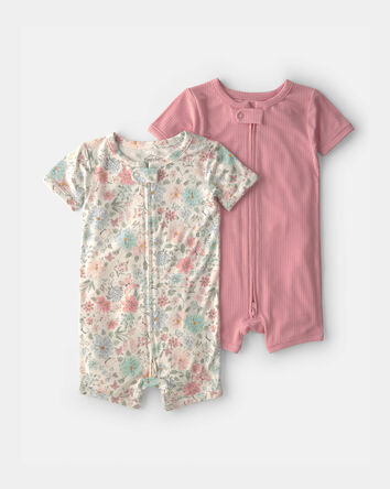 Baby Girl 2-Pack PurelySoft&trade; Butterfly Garden 1-Piece Pajamas, 