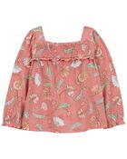 Toddler Girl Wildflower Print Smocked Square Neck Top, image 1 of 3 slides