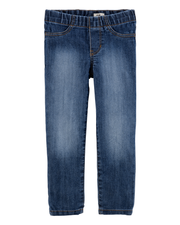 Baby Girl Medium Blue Wash Elastic-Waist Jeggings, 