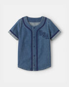 Boys 'USA' Denim Short-Sleeve Button-Down Shirt - Medium Wash, image 1 of 3 slides