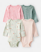 Baby Girl 4-Pack Owl Print Cotton Long-Sleeve Multipack Bodysuits - Multi, image 1 of 6 slides