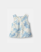 Girls Washed Floral Twill Tank Top - Ivory/Blue, image 1 of 4 slides