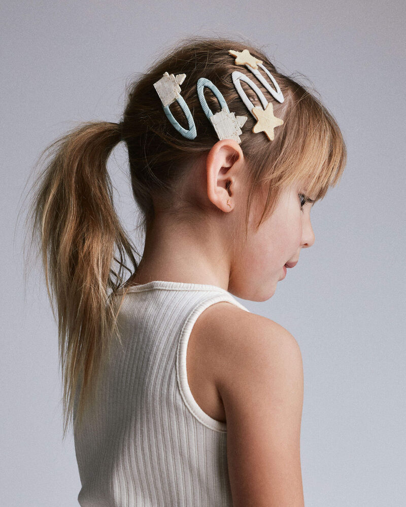 Toddler Girl 6-Pack Sandcastle Hair Clips - Cream/Light Pink/Blue, image 1 of 6 slides