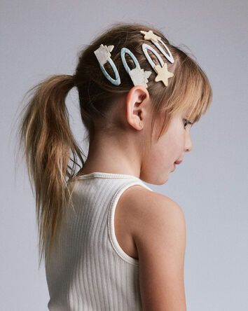 Toddler Girl 6-Pack Sandcastle Hair Clips - Cream/Light Pink/Blue, 