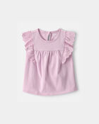Toddler Girl Eyelet-Sleeve Top - Purple, image 1 of 3 slides